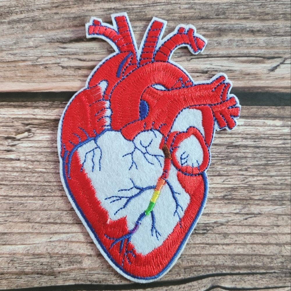 Big Red Anatomically Correct Heart Gothic Emo Punk Embroidered Iron on Patch